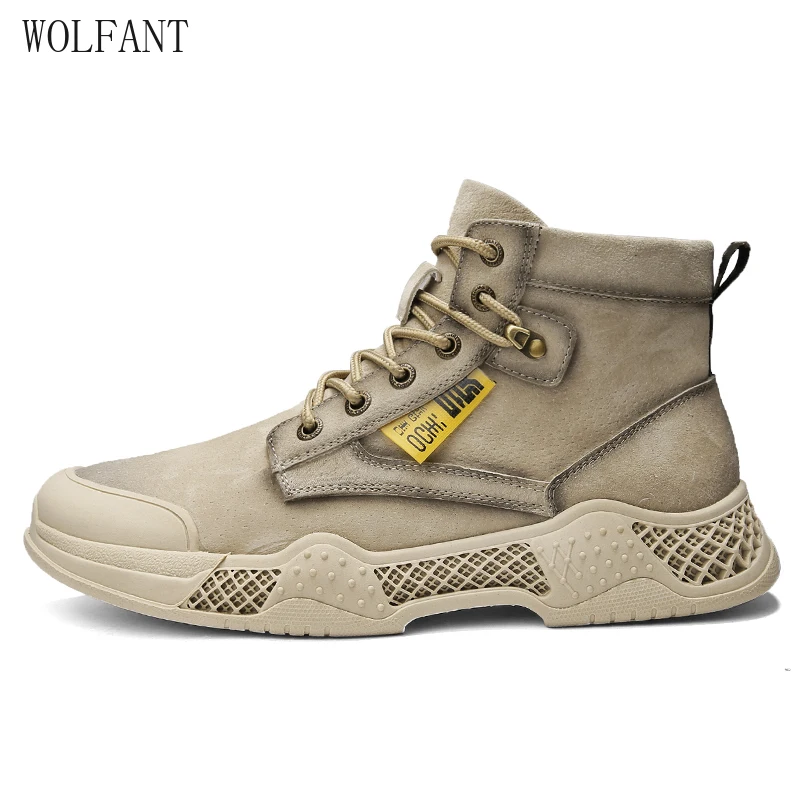 

WOLFANT Fall and winter models, leather overalls, desert Martin boots men boots