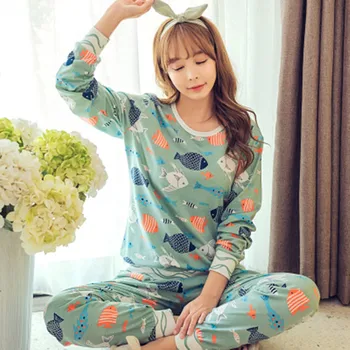 

Womens Pajamas Sets Long sleeve suit Animal Cartoon Large Size Girls Sleepwear Women's Pijamas Suit Home Clothes Pyjama Femme