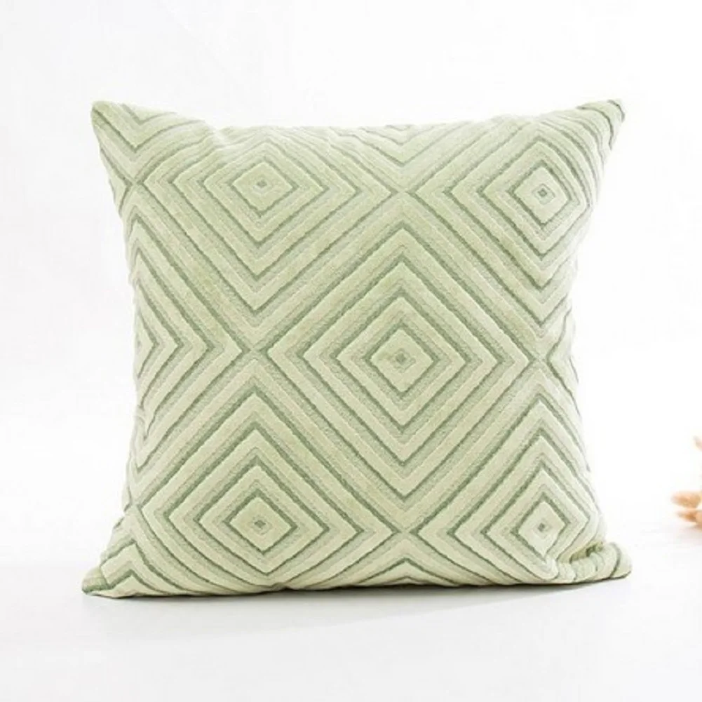Модная Роскошная льняная Хрустальная Флокированная подушка для дивана, Синяя бархатная наволочка для подушек, подушка для подушек, украшение для дома - Цвет: Зеленый