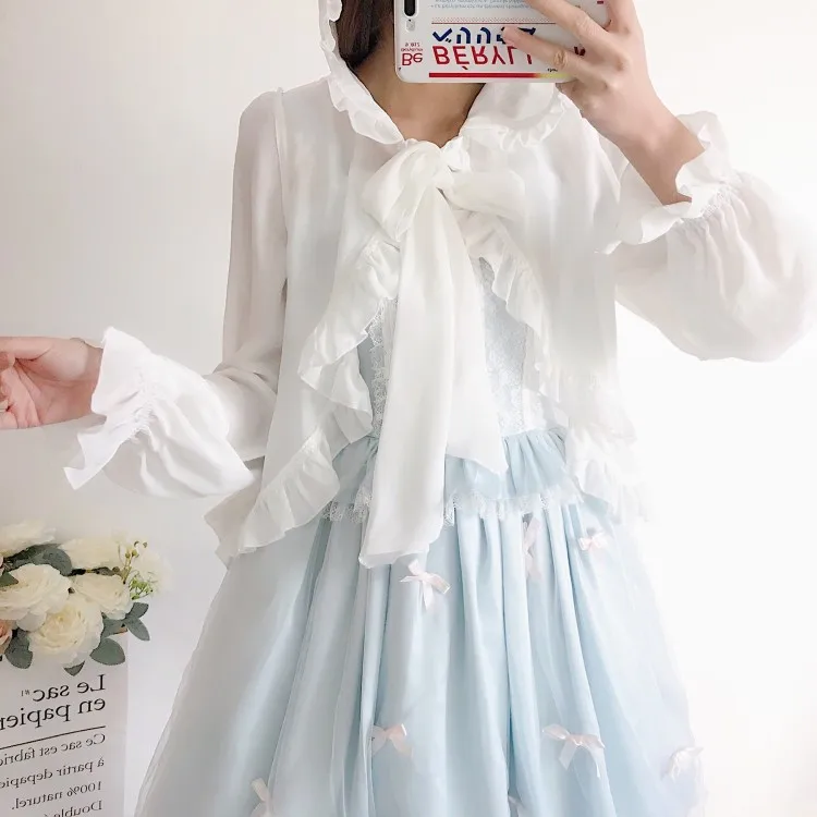 Японский солнцезащитный милый топ Лолиты kawaii Девушка винтажный плащ платок для защиты от солнца викторианское пальто с капюшоном Кружева Готический Лолита пальто cos