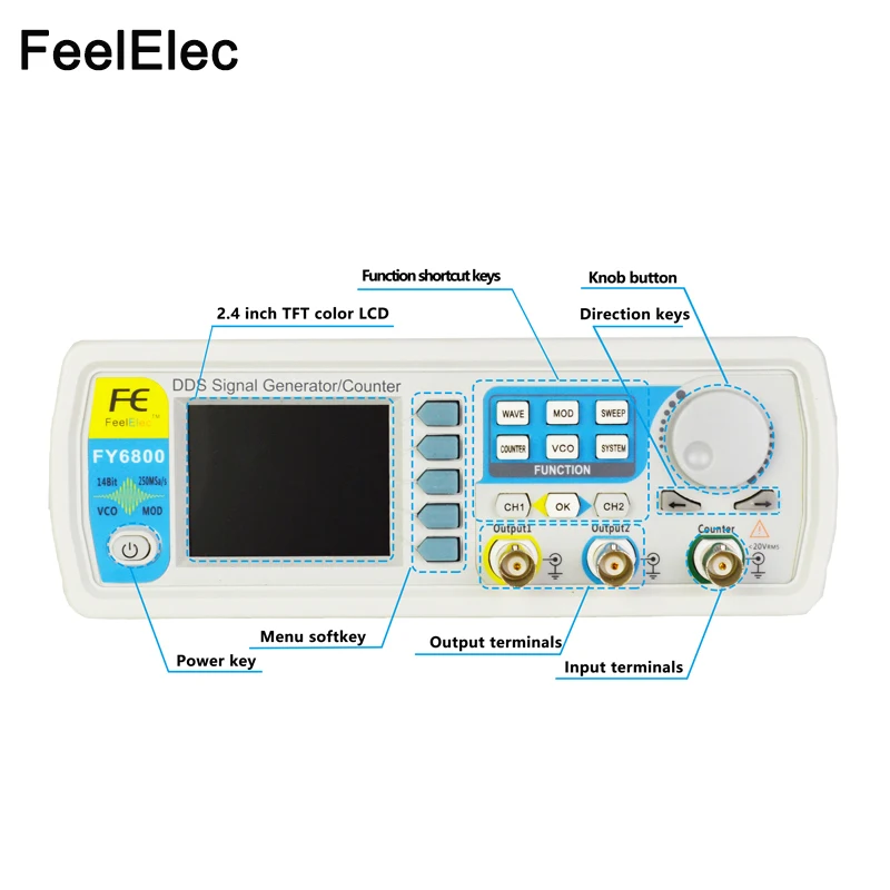 Feeltech FY6800 60 генератор сигналов прямой цифровой синтез частоты|Демонстрационные