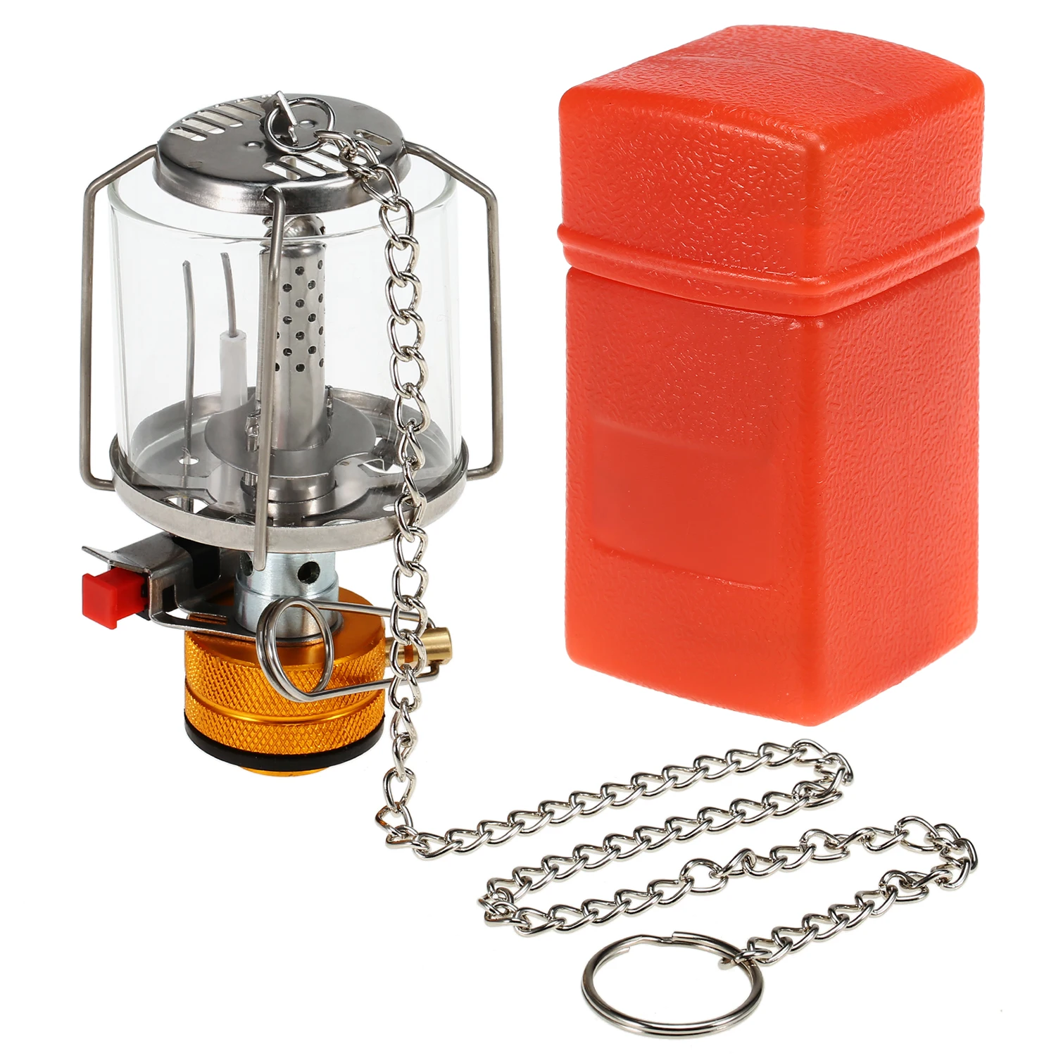 Outdoor Camping Lantern Tent Lamp Torch Hanging Glass Lamp Mini Portable Gas Candle Light Tent