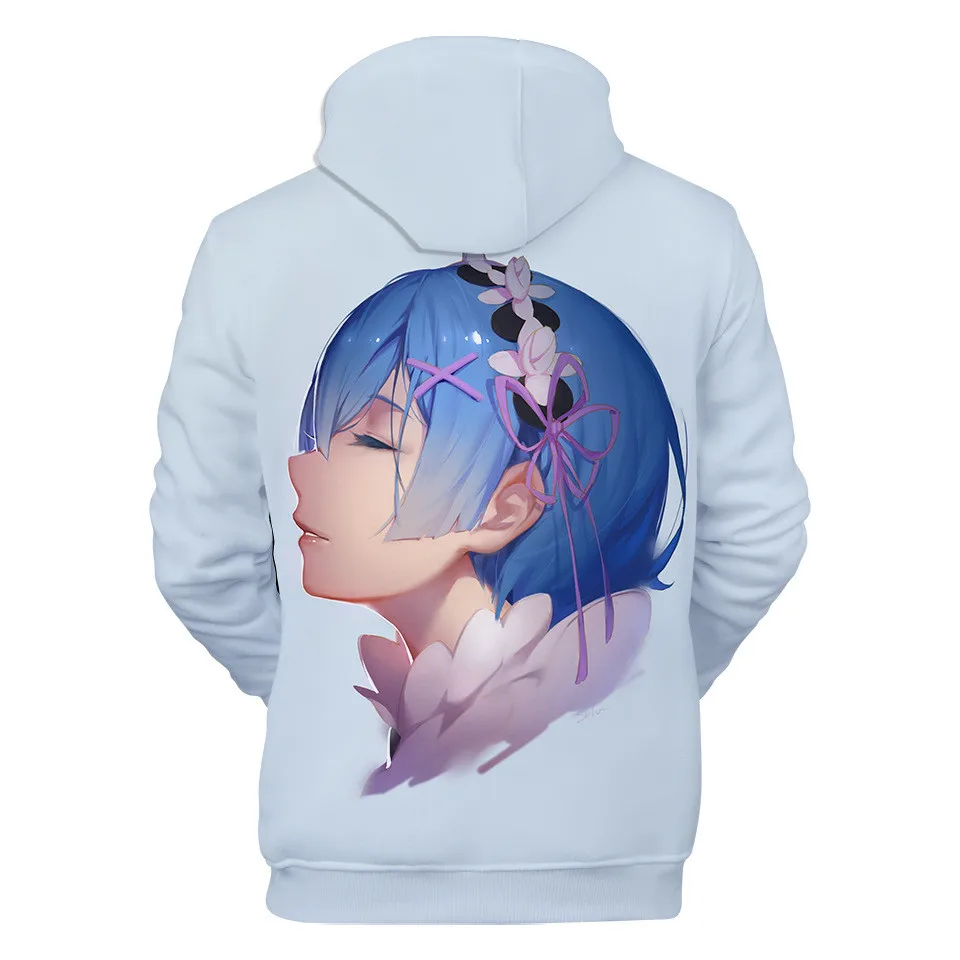 Re Zero Womens Hoodie Sweatshirt Hooded Novelty Drawstring Pullover Tops with Pockets 