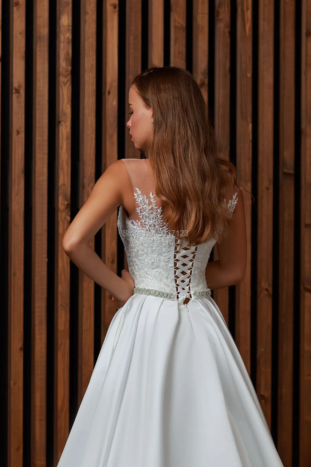 Атласное ТРАПЕЦИЕВИДНОЕ свадебное платье с круглым вырезом Vestido De Noiva элегантное