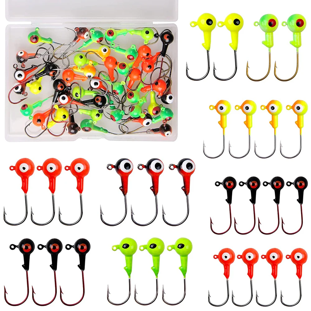 50pcs/40pcs/30pcs Crank Jig Head Hook High Carbon Stainless Jig Bait