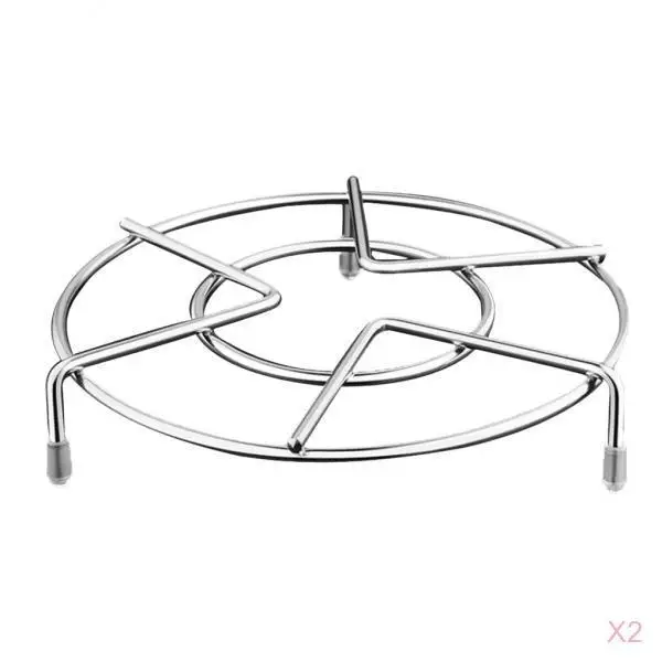 2pcs Durable Round Stainless Steam Rack Trivet Food Cooking Holder Pot Stand