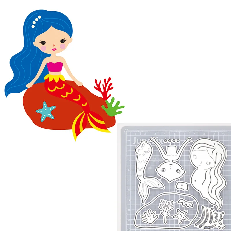 6 видов океанских русалок девушка металлические режущие штампы прекрасная кукла трафарет тиснение для DIY Скрапбукинг Фотоальбом украшения