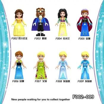 

girls series building blocks Anna Princess Aisha Cinderella and the Beast action figurine education toys for children kids gifts
