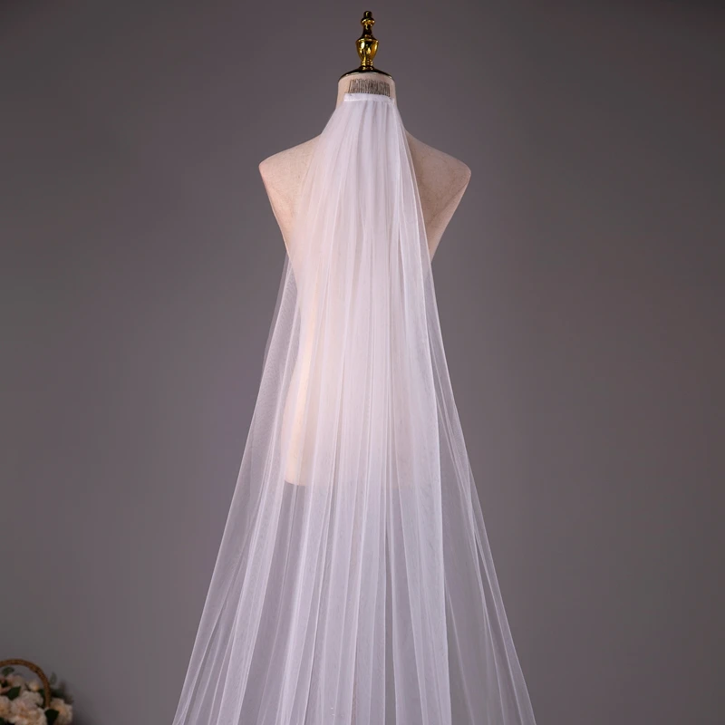 Two Layers Wedding Veil Bride Veil White 3 Meter 5 Meter Long Veu De Novia Brief Veil for Bride with Comb Church Veils