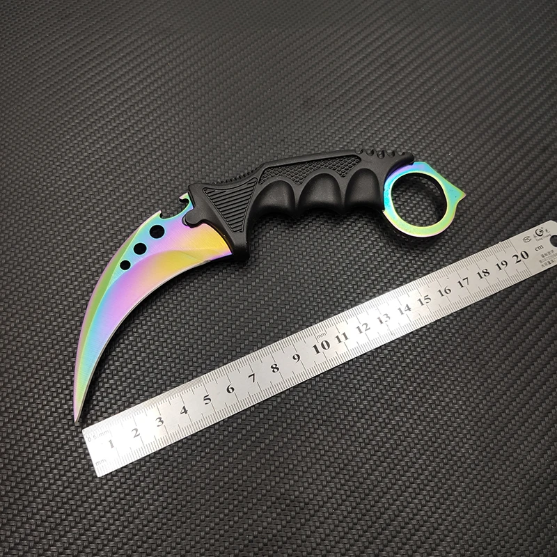 Rainbow Прямая поставка 4,5 мм толщина CS GO Karambit нож кемпинг счетчик удара коготь тактический нож настоящая игра нож шейный нож оболочка - Цвет: Rainbow