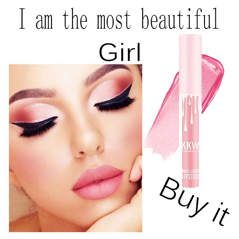 

Kawaii KKW Lipstick Original 1Set(4Pcs) Waterproof Long Lasting Matte Liquid I Am The Most Beautiful Makeup Pop
