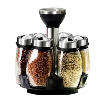 

7pcs/set Rotary Spice Jar Creative Glass Space-saving Seasoning Box for Restaurant Home