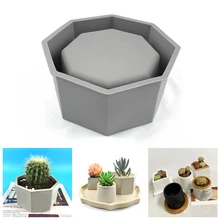 1PC Large Flower Pot Silicone Mold for DIY Hexagonal Concrete Mold Mirror Crystal Epoxy Clay Mold Home Decoration for Resin