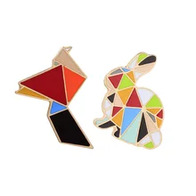 Popular Ornament Creative Cartoon Set Brooch Geometry Rainbow Rabbit Multi-color Rainbow Collar Pin Wish New Style