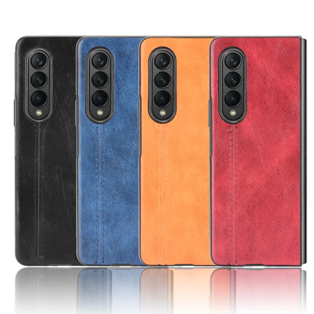 For Samsung Galaxy Z Fold 3 Case Carbon Fiber Flip Leather Case For