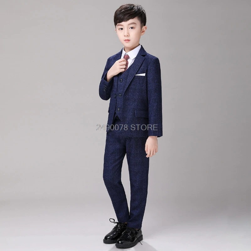 Flower Boys Wedding Suit Children Formal Jacket Vest pants Tie 4Pcs Clothing Set Kids Performance Blazer Tuxedo Dress Costume