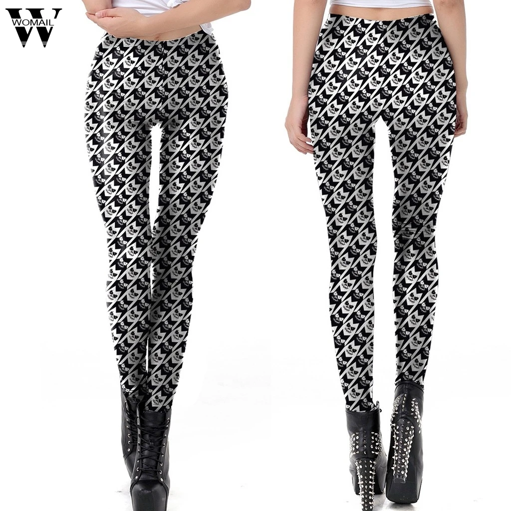 Womail Fashion на Хэллоуин с принтом Леггинсы Фитнес Бодибилдинг Jegging карандаш брюки пуш-ап леггинсы Для женщин тренировки тонкий Leggings826