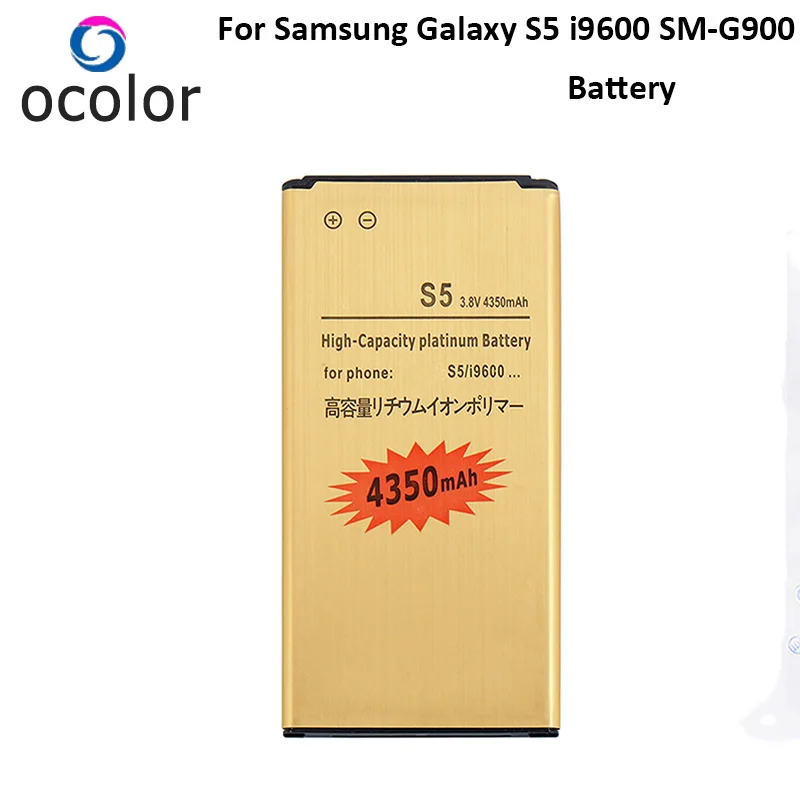 Ocolor для Samsung Galaxy S5 I9600 SM-G900 Батарея 4350 мА/ч, продолжительное время работы в режиме ожидания: для Samsung Galaxy S5 I9600 SM-G900 Batteria