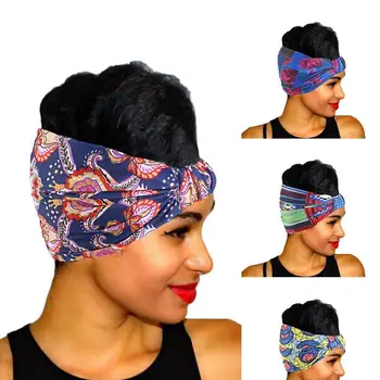 

Fashion African Print Stretch Solid Cotton Elastic Scarf Ladies Head Wrap Headwear Bandage Wide Head For Women Headband Tur R5Y4
