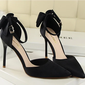 

SWQZVT Thin Heel Women Party Wedding Shoes Plus Size Sexy Pointed Women High Heels Fashion Leather Ladies Pumps Shoes Sandals