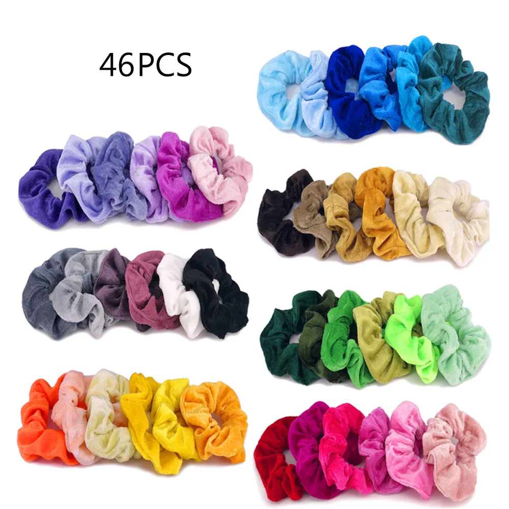 NEW 46 Colors Hair Scrunchies Velvet Elastic Hairties Hairbands Ponytail Holder For Women Girls Hair Accessories