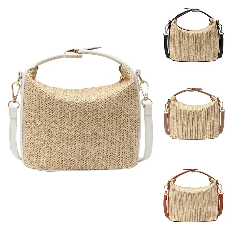 Ladies Fashion Straw Messenger Bag Knitting Summer Purse and Handbag