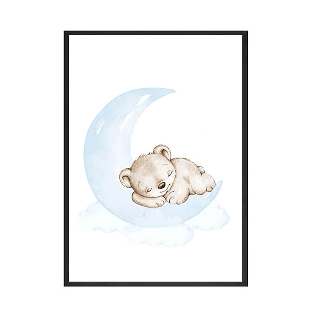 Lovely-Bear-Child-Wall-Poster-Canvas-Art-Print-Simple-Cartoon-Moon-Star-Painting-Nordic-Kids-Decor (1)