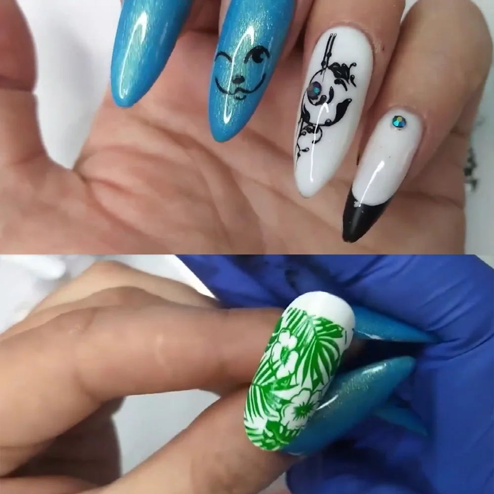 Nail Stamp Snake Big Size Full Cover Nail Stamping Plates 14.5*9.5cm Lace Heart Sexy Girl Punk Style Manicure Nail Art Template 6