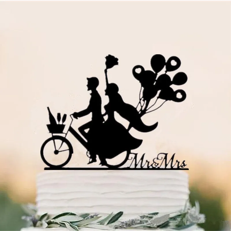 UTF4C Bicycle Cake Topper With Pets - Acrylic Wedding Birthday Cake Decoration - View #4