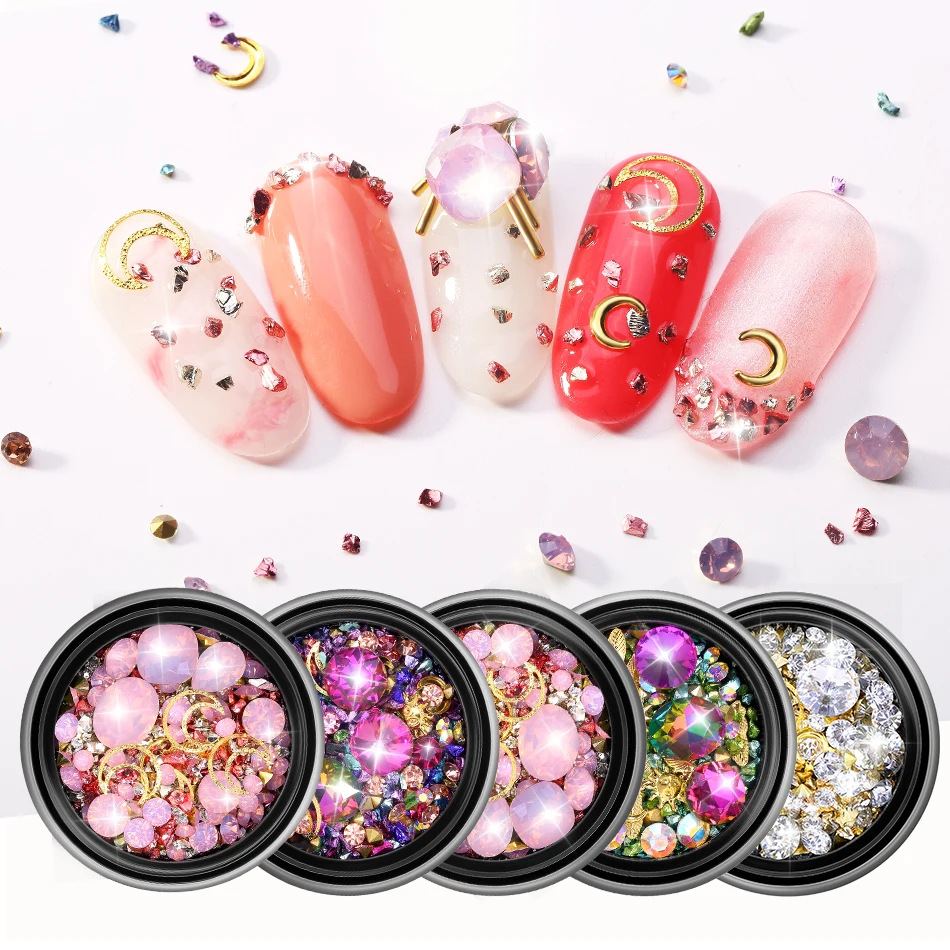 

MORDDA Nail Art Decoration Colorful Acrylic Crystal Rhinestones Manicure Mixed 3D Design Nail Art Accessories DIY Nail Stickers