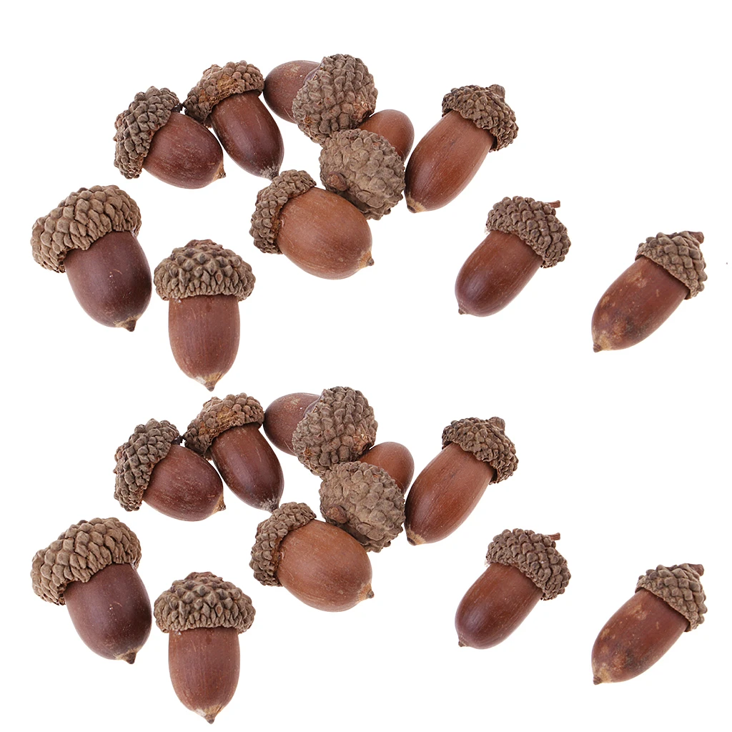 20Pcs Natural Mini Acorns Christmas Accents Home Xmas Festival Decorations Room Ornament Rustic Crafts