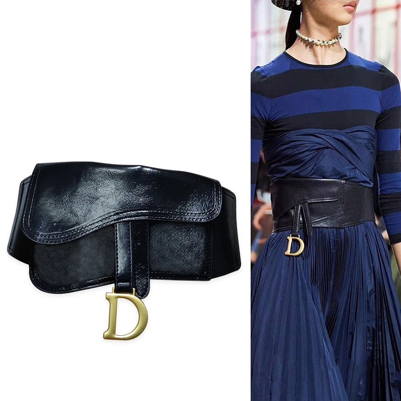 Plus Size Luxury Belts For Women Elastic Wide Corset Belt Female Waist Big Stretch Cummerbunds D Letter Coat Dress Waistband