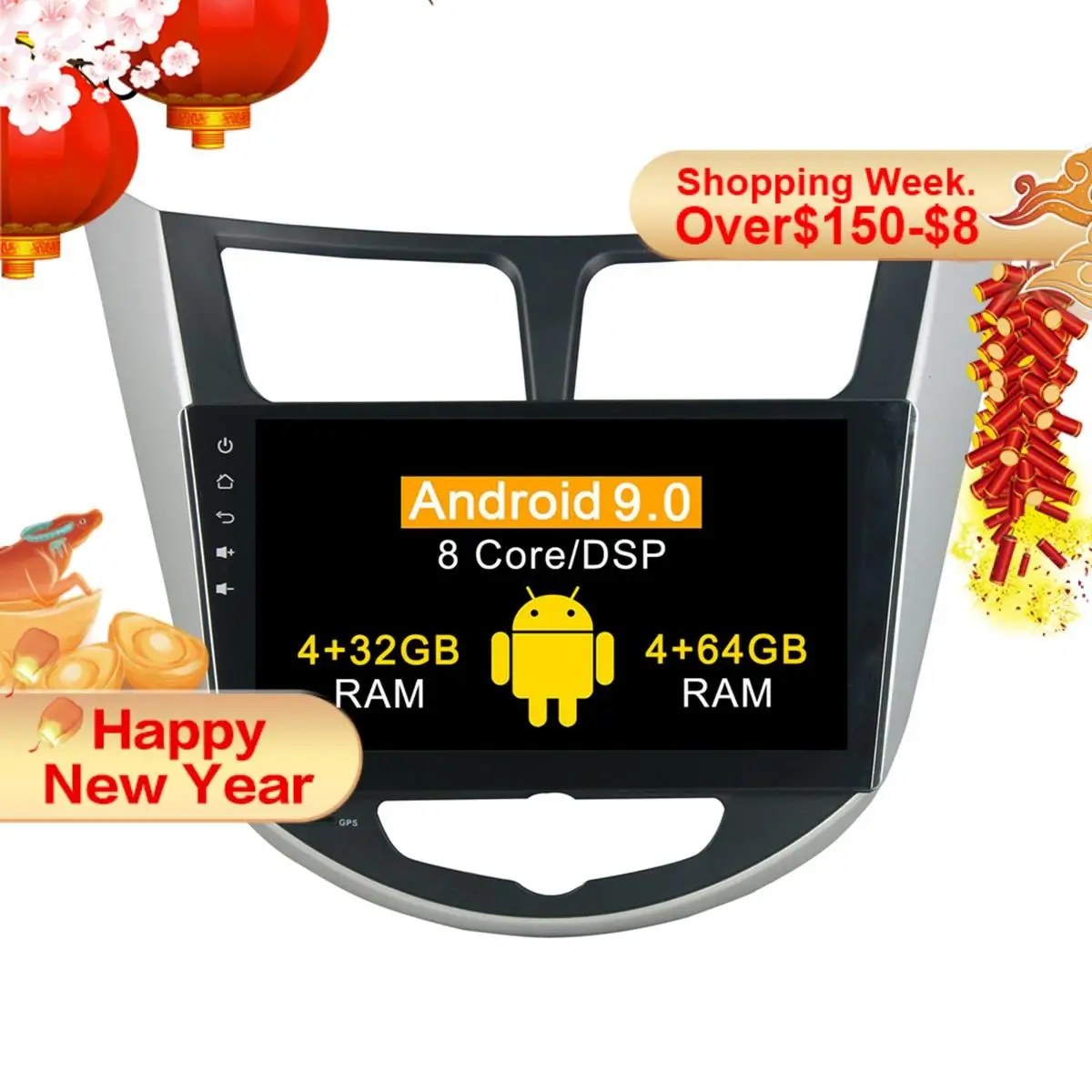 Автомобильный dvd плеер DSP 4G + 64G Android 9 0 для hyundai Verna /Accent /Solaris 2011 2012 GPS навигация