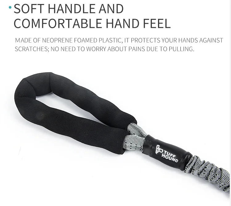 TUFF HOUND однотонный эластичный поводок удлиненный нейлоновый Канат высокоэластичный поводок для спорта на открытом воздухе для прогулок поводок для собак подходит для больших собак