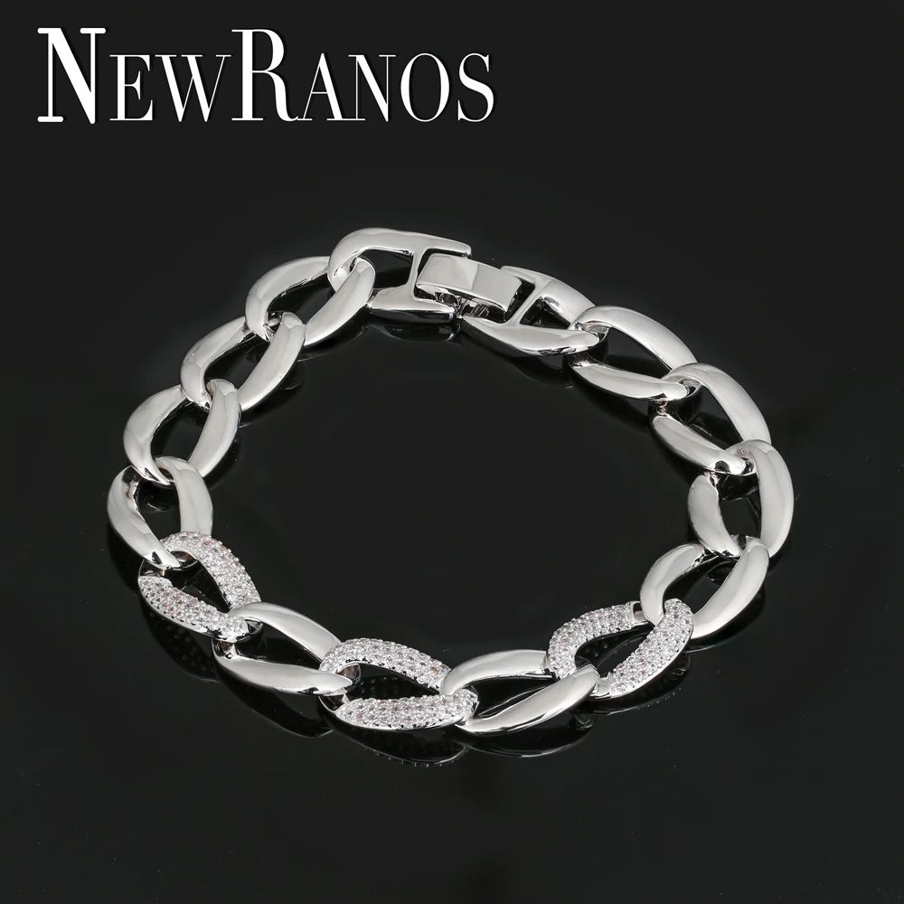 Newranos кубинские звенья цепи браслет кубического циркония Куба браслеты Хип-хоп ювелирные изделия для модных ювелирных изделий BWX06502