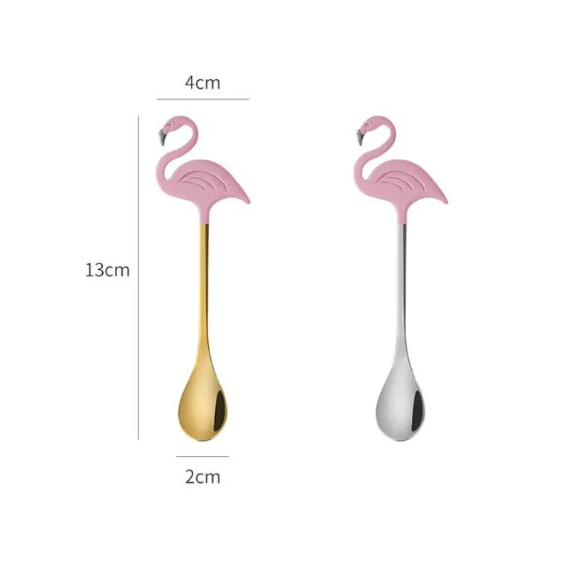 Stainless Steel Flamingo Coffee Scoop Tableware Cute Ice Cream Teaspoons Stirring Spoon