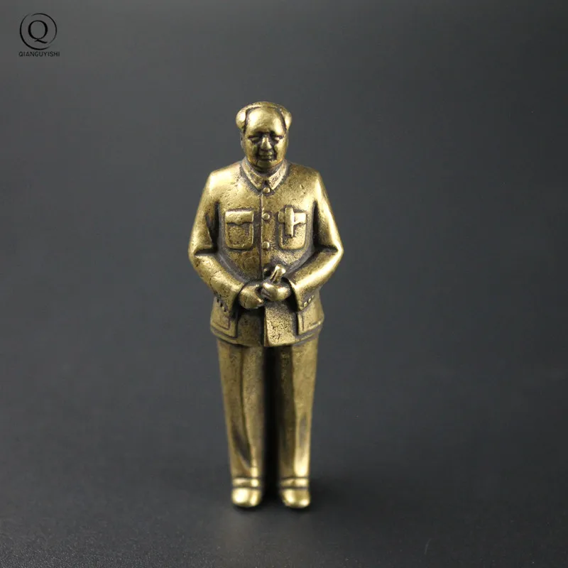 Brass Mini Mao Ze Dong Great Leader Figurines Key Chain Pendant and Red Characters Chairman MAO Chinese Decorations Jewelry