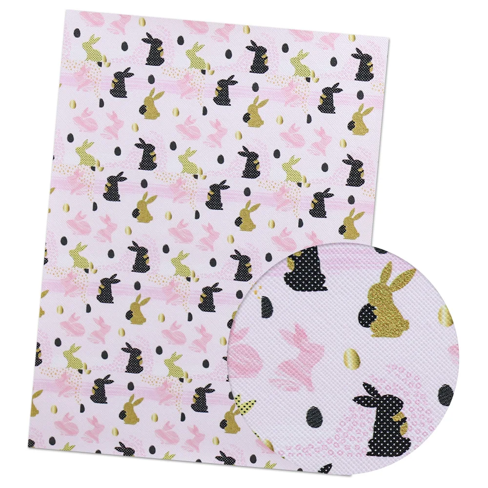 10 IBOWS 22*30cm 1pc Easter Faux Synthetic Leather Sheet Rabbit Egg Printed Fabric DIY Hair Bows Supplies Handmade Crafts Materials - Цвет: 10