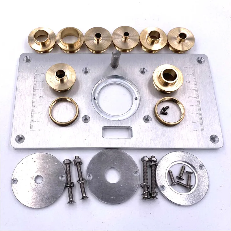 Universal Router Table Flip Plate Aluminum Router Table Insert Plate + 4 Rings Screws for Woodworking Benches