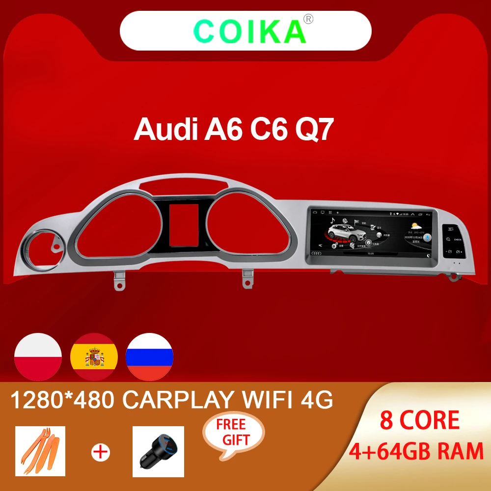 8 Core Android 10 System Car Radio Tablet For Audi A6 C6 Q7 WIFI 4G Carplay 4+64GB RAM BT GPS Navi Stereo Multimedia Player