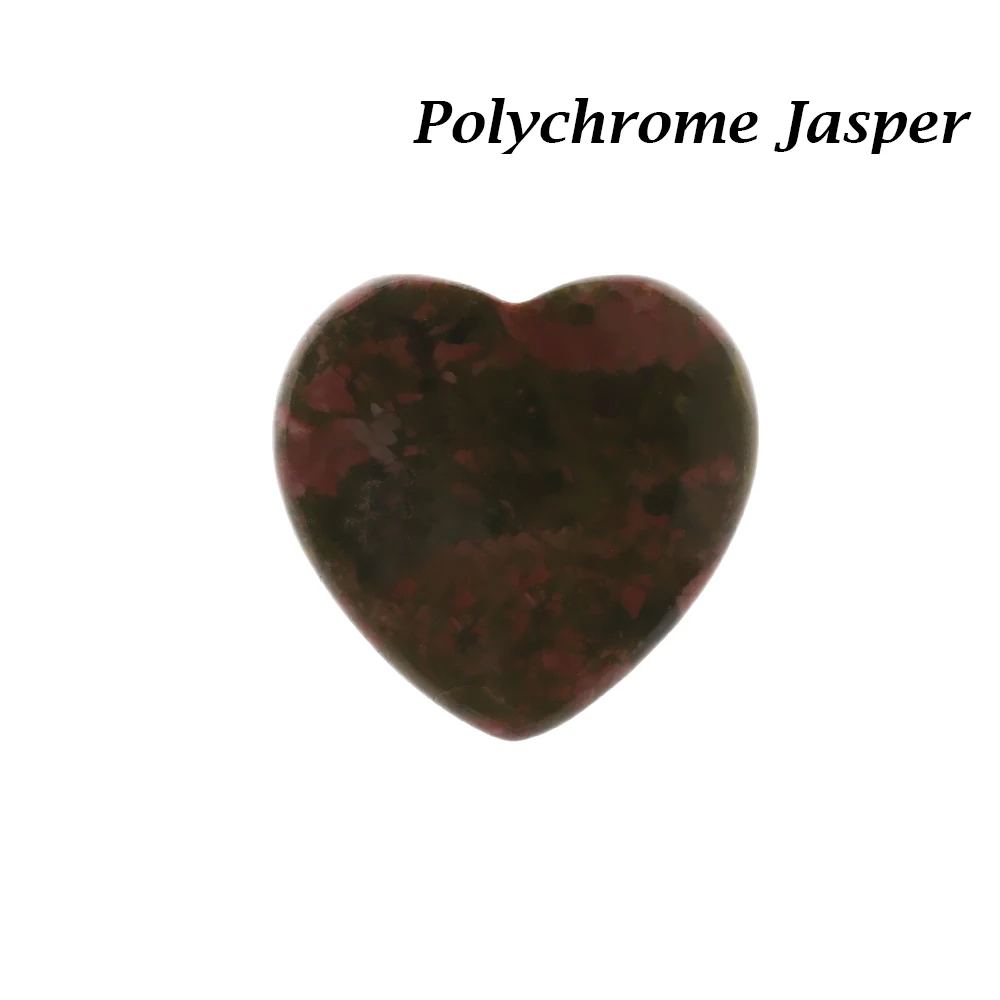 Polychrome Jasper Натуральный кварц в форме сердца Кристалл Рейки минералы чакра Целебный Камень ручной работы ювелирные изделия подвеска из драгоценных камней подарок DIY домашний декор - Цвет: Polychrome Jasper