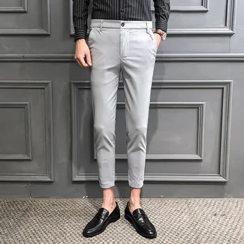 

Pantalon Hombre Hot Sale Streetwear Men Trousers Business Formal Suit Men Pant 2019 Spring New British Style Solid Suit Pant Men