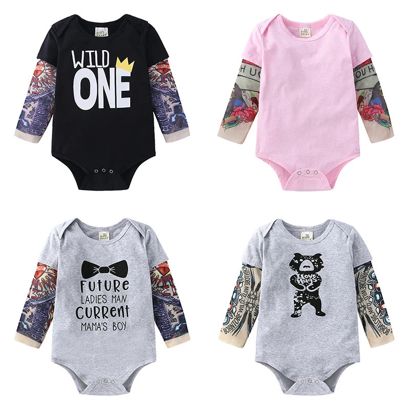 coloured baby bodysuits Novelty Tattoo Baby Boys Romper Cotton Long Sleeve Baby Rompers Spring Autumn Newborn Girls Clothes Jumpsuit 9-24 Months Baby Bodysuits expensive