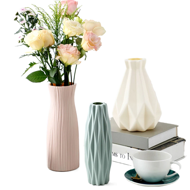 Vaso de flores decorativo para casa, vaso de flores com imitação de  cerâmica, ornamento para decoração de casa, arranjo moderno para sala de  estar|Vasos| - AliExpress