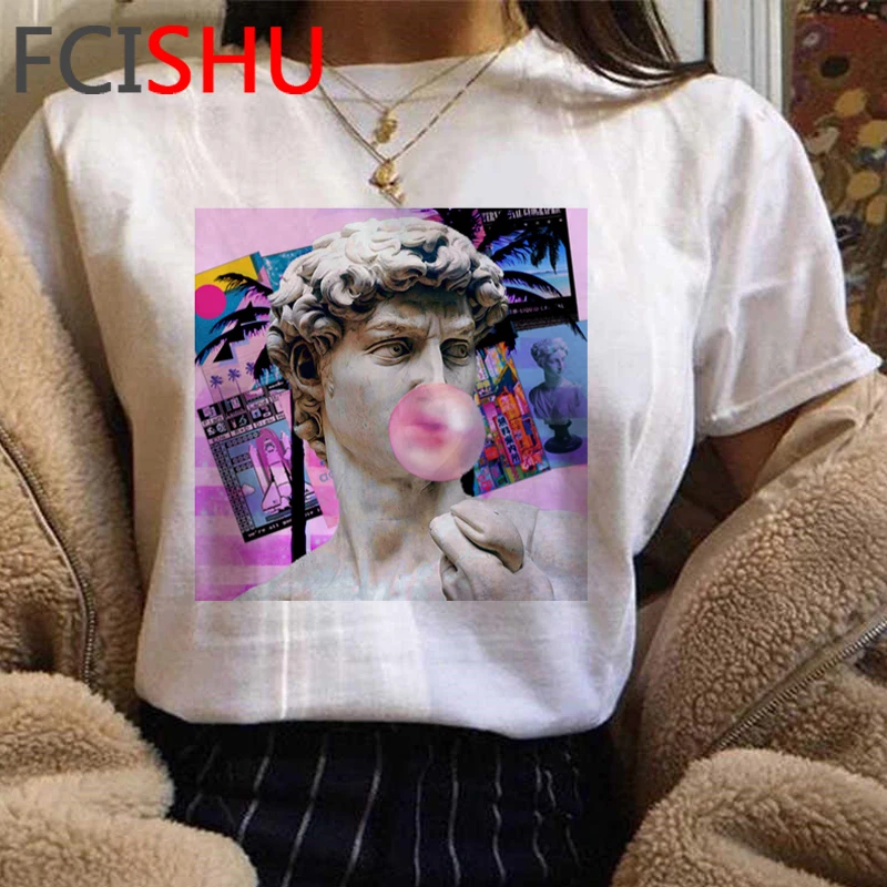 New Michelangelo Funny Cartoon Tshirt Women Grunge Aesthetic Hand Print T-shirt Graphic Oversized Tshirt Casual Top Tees Female