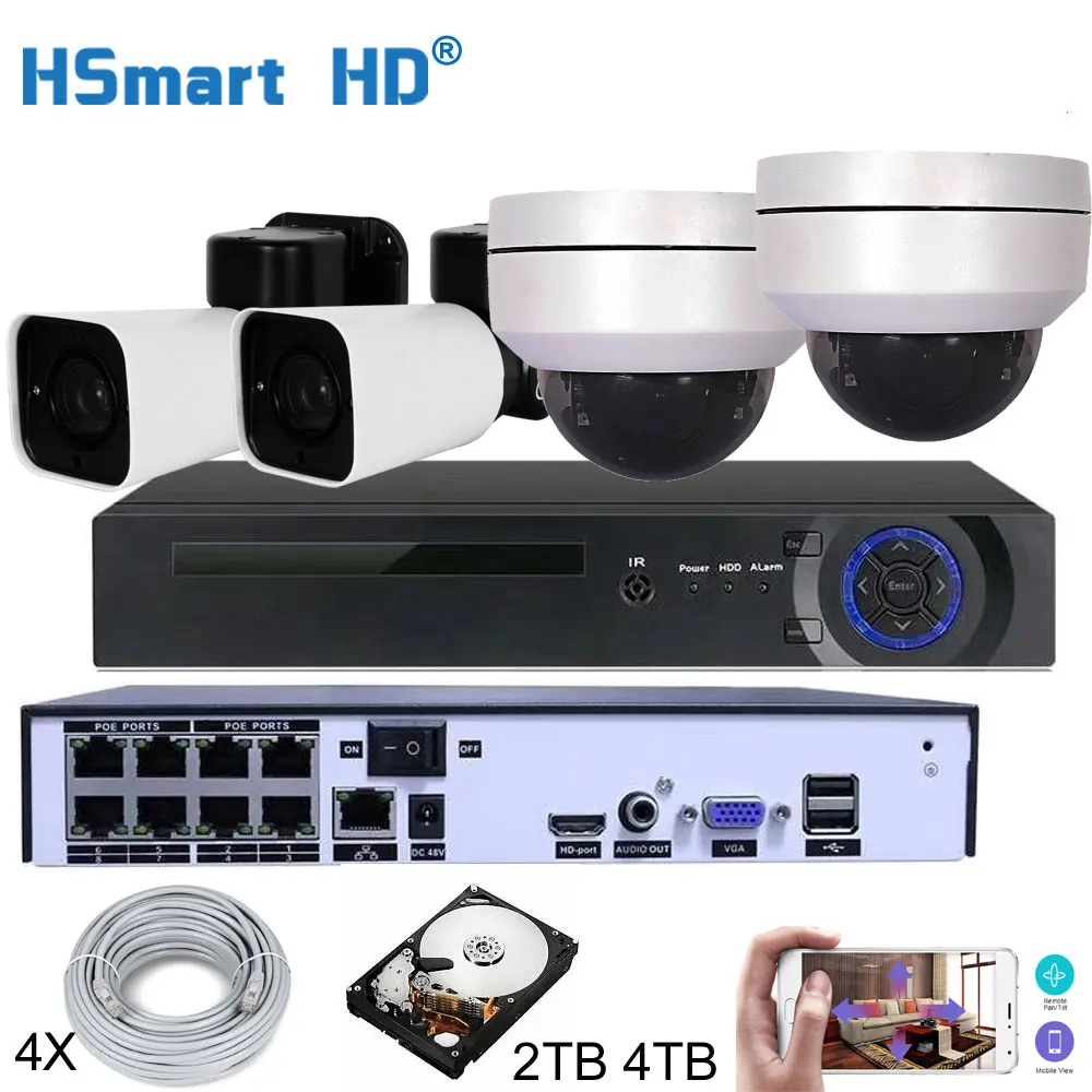  H.265 8CH HD NVR POE Security 5MP Camera System Kit Audio Record IP Camera IR Outdoor Waterproof CC