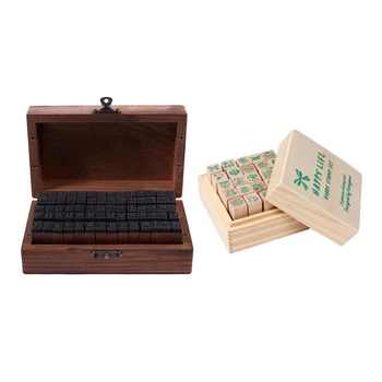 

25Pcs Happy Life Diary Stamp with Box & 70Pcs Alphabet Number Symbol Wooden Box Set Print Style Wood Letter