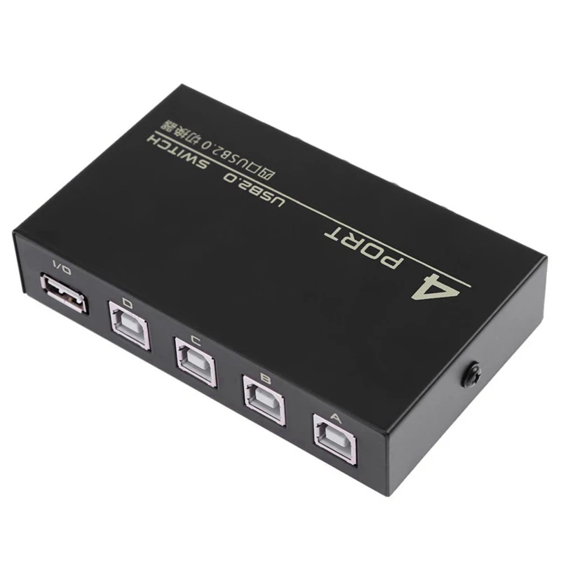 Металлический Usb 2,0, 4 порта, распределительный переключатель, селектор, коробка, концентратор, распределительный переключатель, адаптер для ПК, сканер, принтер, хорошее качество, аксессуар