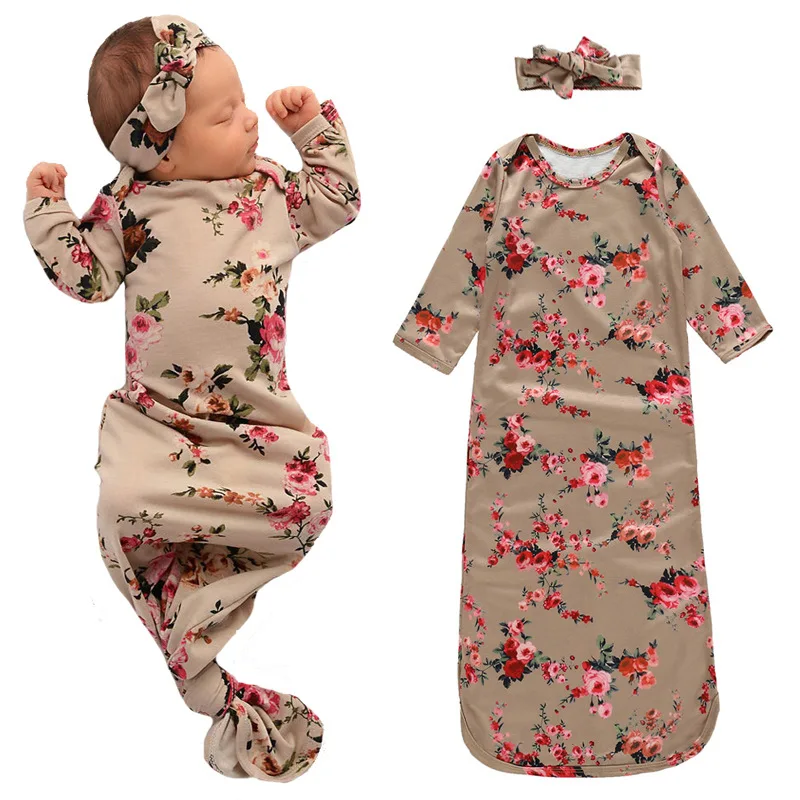 

2PCS Newborn LovelyFfloral Baby Sleeping Bag Sacks Blanket Swaddle Wrap Bedding Clothes Hat Outfits Wrap Swaddling For 0-3Mths
