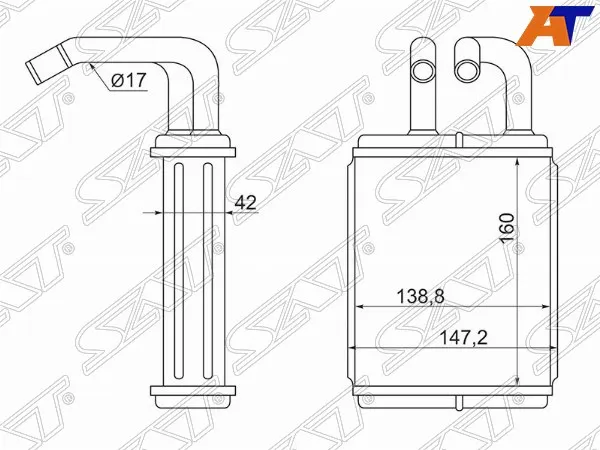 Радиатор отопителя салона TOYOTA DYNA\TOYO ACE BU6#\7#\ 8# 88-94 SAT ST-TY66-395-0 | Автомобили и